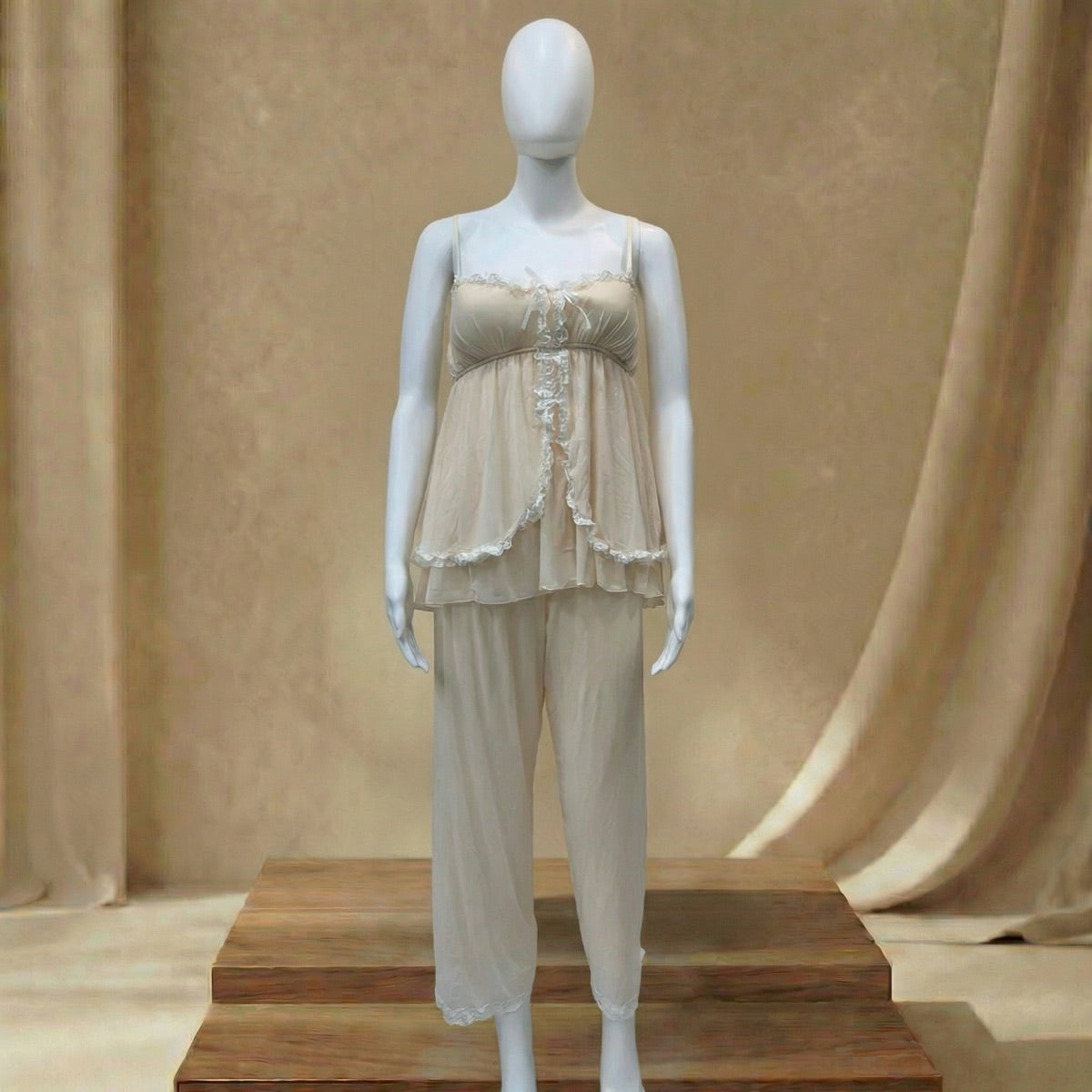 Vanilla Glow Ruffle Lounge Trio