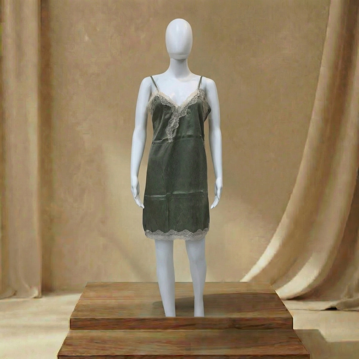 Elegant Satin Sleepwear with Lace