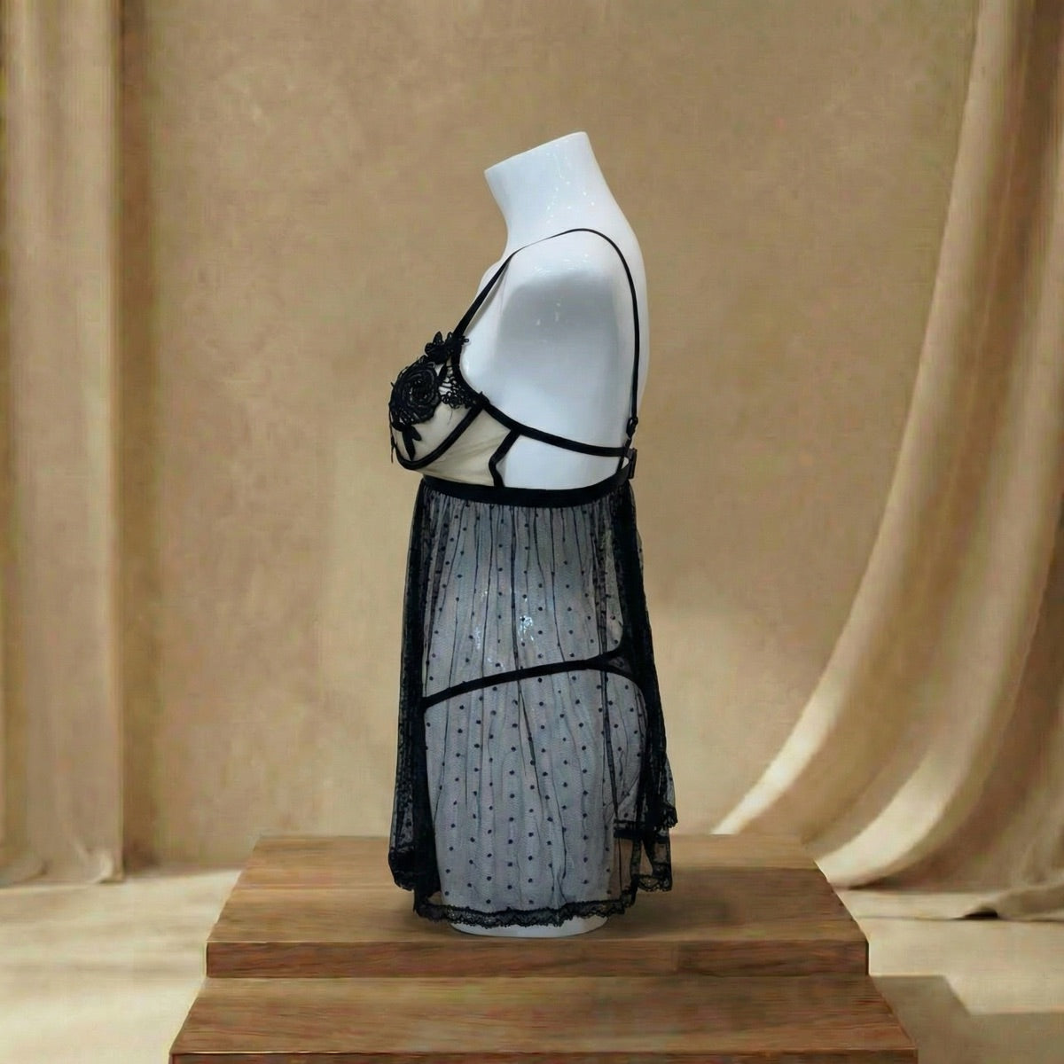 Rose Mesh Babydoll Lingerie