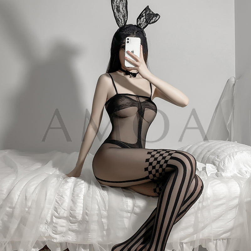 Midnight Checkmate Bodystocking